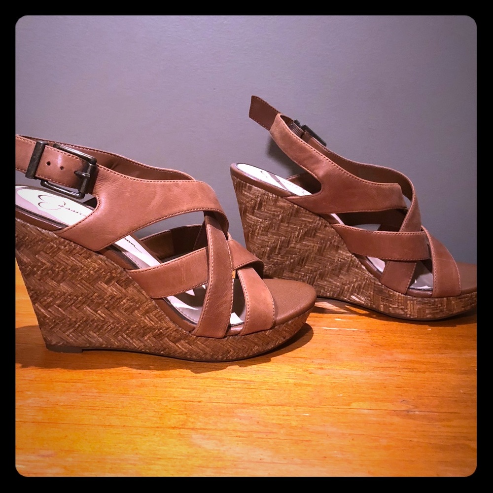Jessica Simpson Tan Brown Platform Wedges
